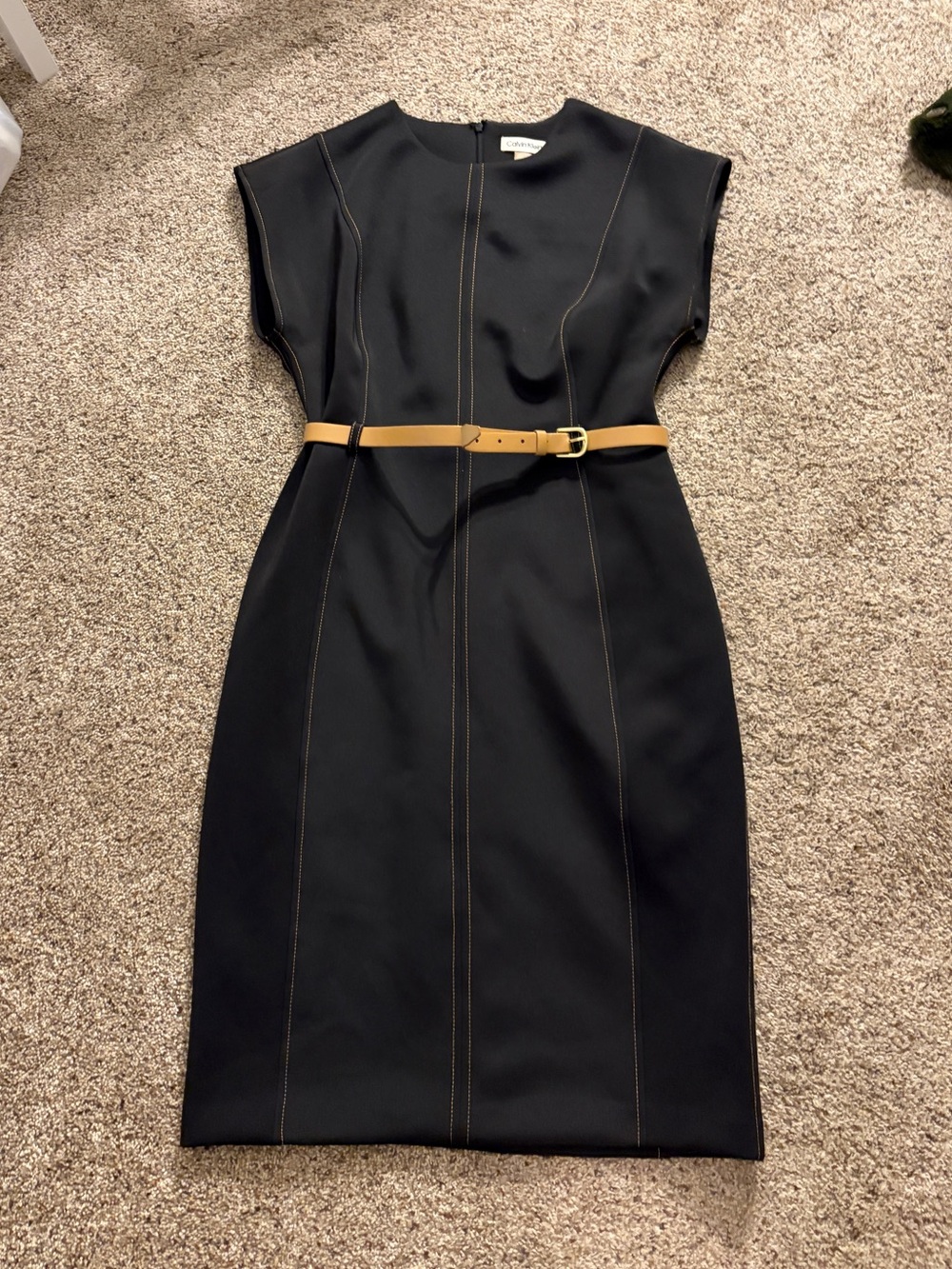 Black Calvin Klein Sheath Dress With Belt - Size 8
